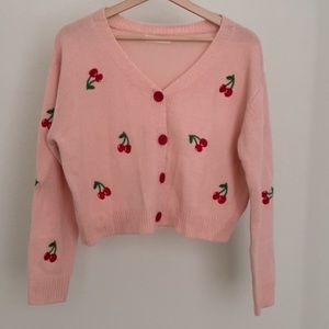 cardigan w cherry embroidery